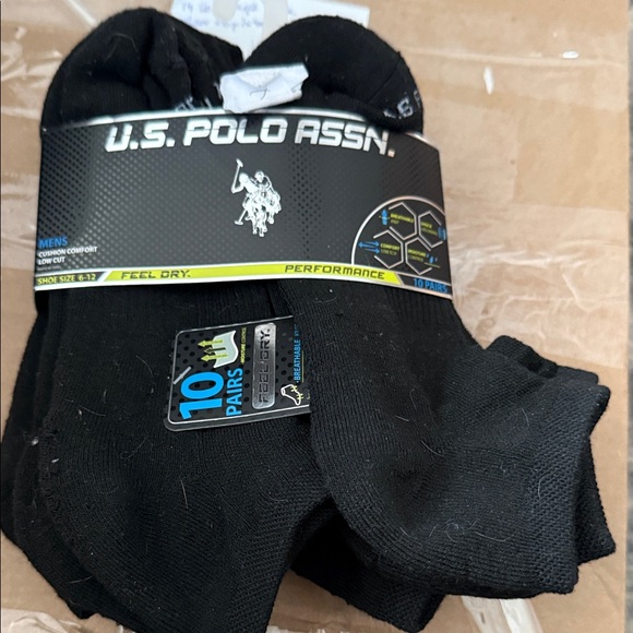 U.S. Polo Assn. Men's Black Athletic Socks - 10 Pack - Picture 1 of 4